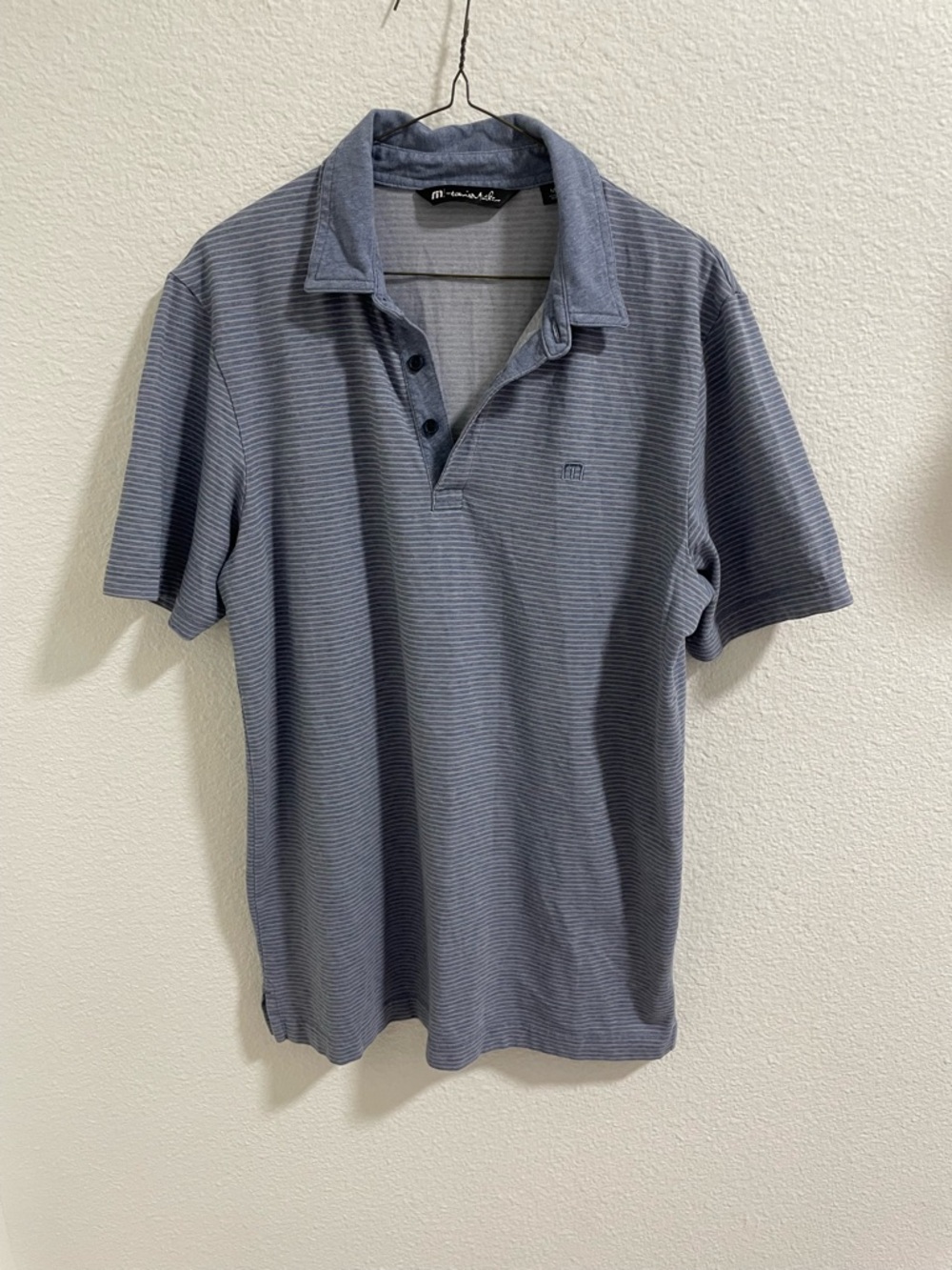 Travis Mathew Men's Striped Polo Shirt - Blue